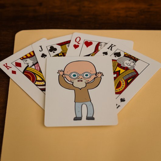Jeu De Cartes Funny Bald Quirky Old Man with Beard