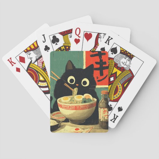 Jeu De Cartes Funny Black Cat Eating Ramen (dos)