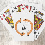 Jeu De Cartes Funny Dachshund Saucisse Chien Monogramme<br><div class="desc">Dachshund mignon et drôle,  chiens de saucisse ou chiens plus vierges en mouvement perpétuel. Customiser en modifiant ou en supprimant l'initiale.</div>