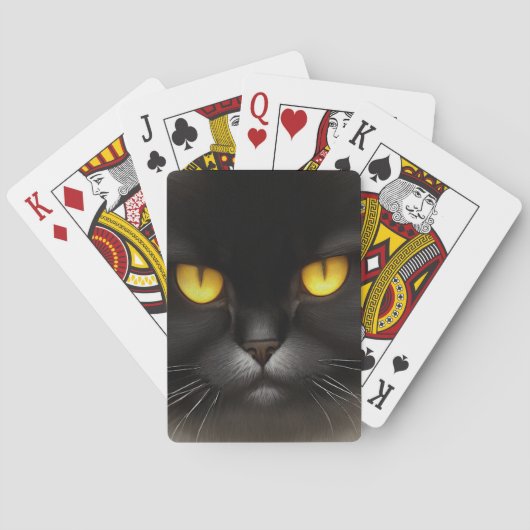 Jeu De Cartes Funny Fluffeux noir Perse noir chaton visage (dos)