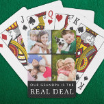 Jeu De Cartes Funny Grand-Père Dit Petits-Enfants Photo Collage<br><div class="desc">Créez un collier photo de cartes à jouer pour un grand-père avec la suggestion éditable amusant disant NOTRE GRANDPA EST LA VRAIE affaire et 4 photos. CONSEIL PHOTO : Pour obtenir les meilleurs résultats, choisissez une photo avec le sujet au milieu et/ou pré-rognez-la en forme de carré AVANT de télécharger...</div>
