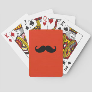 Jeu De Cartes Funny Mustache noire sur Arrière - plan rouge oran