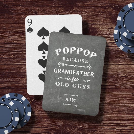 Jeu De Cartes Funny Poppop grand-père Monogramme