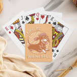 Jeu De Cartes Funny Retro Dachshund "La vie est pleine"<br><div class="desc">Faites de vos nuits de jeu encore plus amusant avec ces cartes de jeu Retro Dachshund 'Life is Wienerful'. Ce design amusant et décalé présente un adorable dachshund, avec un casquette fedora mignon, capturant parfaitement l'essence du charme rétro. Les couleurs muettes de terre cuite et d'orange donnent à ces cartes...</div>