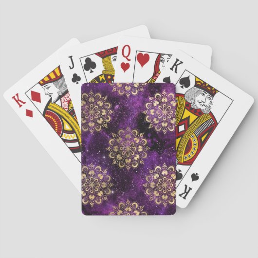 Jeu De Cartes Galaxie dorée et violette Motif Mandala Dharma (dos)