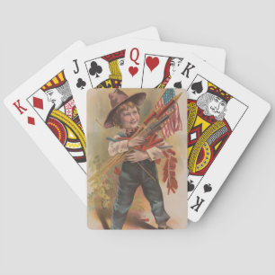 Jeu De Cartes Garçon avec Feux d'Artifice, Drapeau Américain, Im