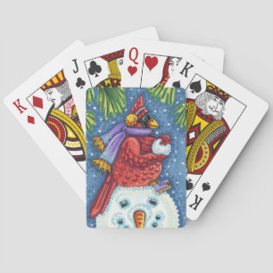 JEU DE CARTES GARDE CARDINAL SNOWMAN, CUTE NOËL REDBIRD
