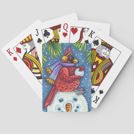 JEU DE CARTES GARDE CARDINAL SNOWMAN, CUTE NOËL REDBIRD (dos)