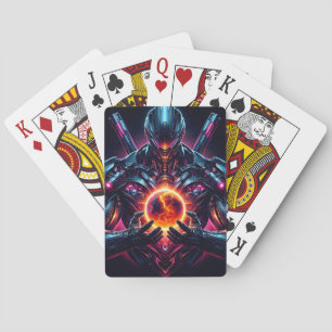 Jeu De Cartes Gardien Cosmique Cybernétique Abstrait Robot Futur