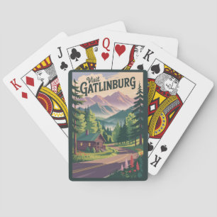 Jeu De Cartes Gatlinburg Tennessee Cabine Travel Art Vintage