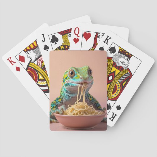 Jeu De Cartes Gecko Drôle Manger Spaghetti (dos)