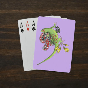 Jeu De Cartes Gecko Tribal Vert Lavande Rouge