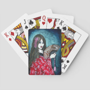 Jeu De Cartes Geisha avec Fan