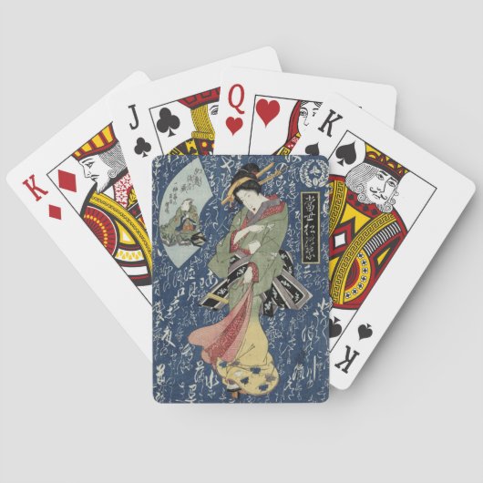 Jeu De Cartes Geisha d'Eisen dans le kimono vert (dos)