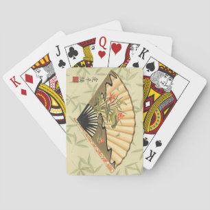 Jeu De Cartes Geisha Fan avec Feuille et Floral Print