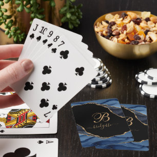 Jeu De Cartes Géode d'agis personnalisé noir marine Monogramme