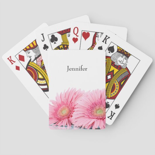 Jeu De Cartes Gerbera Rose Daisies Élégante Photographie (dos)