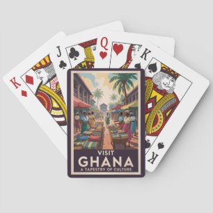 Jeu De Cartes Ghana Market Illustration Travel Art Vintage