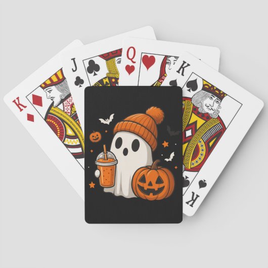 Jeu De Cartes Ghost d'Halloween mignonne avec Citrouille et boir (dos)