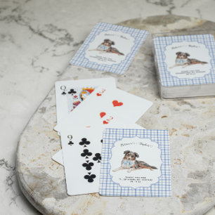 Jeu De Cartes Gingham Bleu Illustration de mariage de chien au