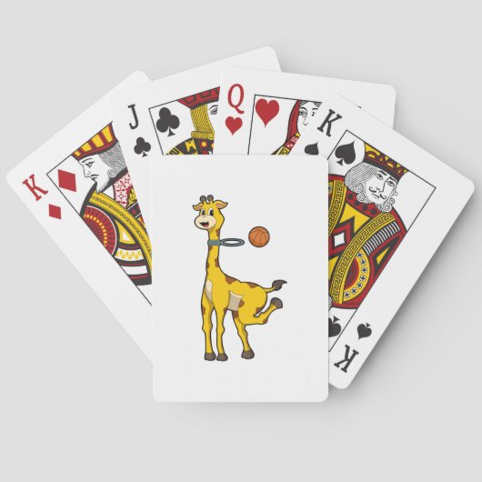 Jeu De Cartes Girafe au basket-ball avec cerceau de basket-ball (dos)