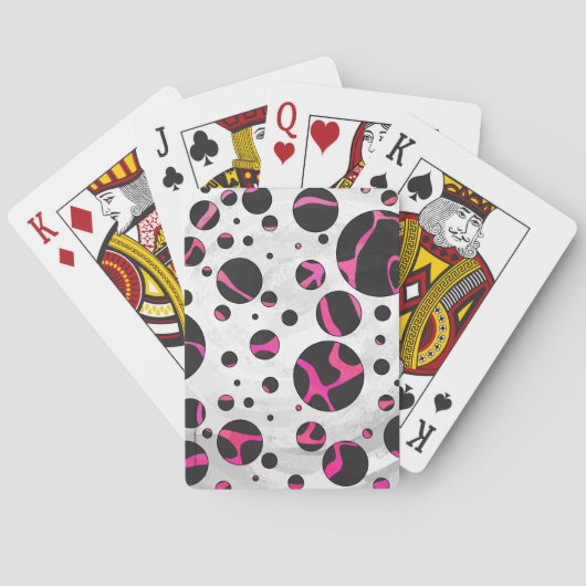 Jeu De Cartes Girafe Imprimé Rose Chaud et Noir (dos)