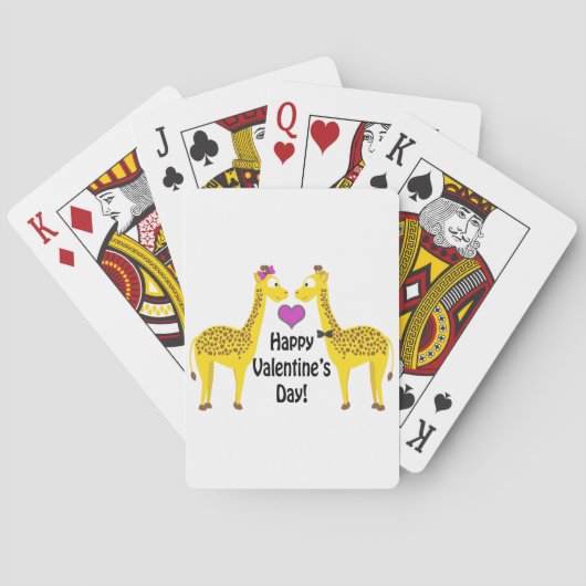 Jeu De Cartes Girafes de heureuse Sainte-Valentin (dos)