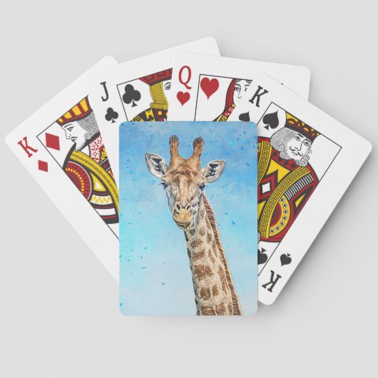 Jeu De Cartes Giraffe curieuse avec Ciel de Confetti Bleu (dos)