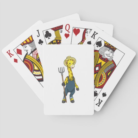 Jeu De Cartes Giraffe en fermier avec Pitchfork (dos)