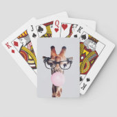 JEU DE CARTES GIRAFFE PORTANT DES VERRES SOUFFRANT UN BUBBLEGUM  (dos)