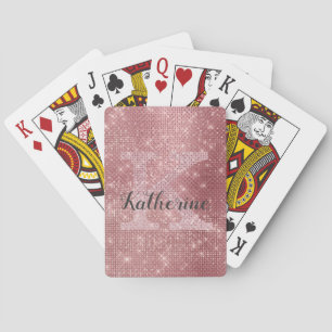 Jeu De Cartes Girly Dusty Rose Gold Pink Diamond Monogram