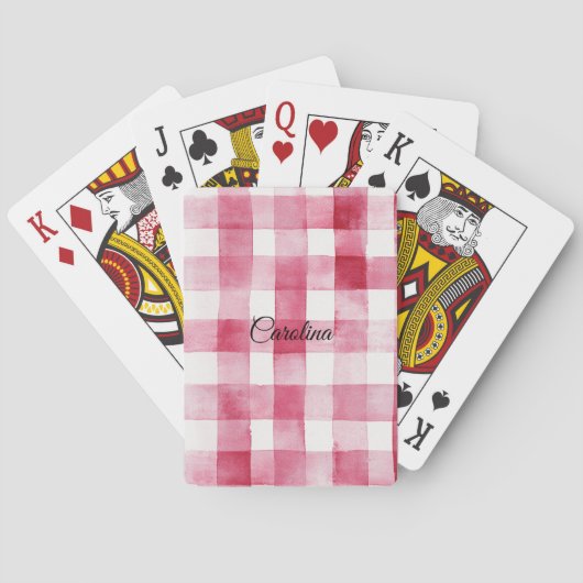 Jeu De Cartes Girly Pink White Plaid Stripes (dos)
