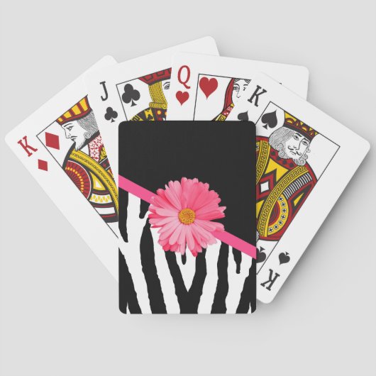Jeu De Cartes Girly Zebra Pattern Cute Pink Daisy With (dos)