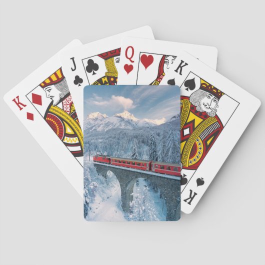 Jeu De Cartes Glace et neige | Train Express Red Bernina Suisse (dos)