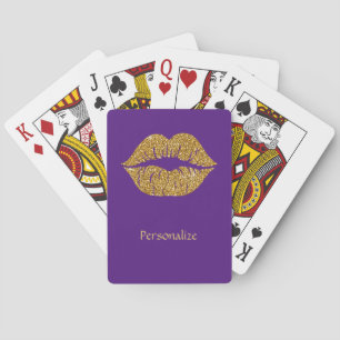 Jeu De Cartes Glam Gold Parties scintillant Lips tendance Sparkl