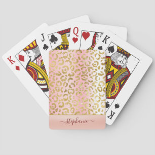 Jeu De Cartes Glam Pink Ombre Gold Leopard Motif personnalisé