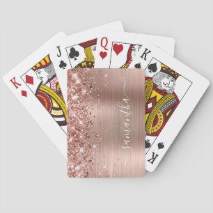Jeu De Cartes Glitterie Rose Gold Foil Moderne Fille Signature