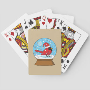 Jeu De Cartes Globe des neiges avec cardinal rouge mignon