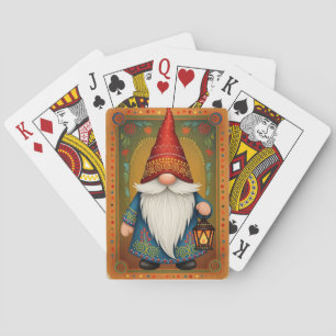 Jeu De Cartes Gnome d'art populaire nordique avec lanterne