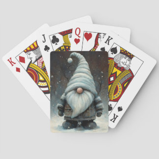 Jeu De Cartes Gnome d'hiver dans une forêt de neige