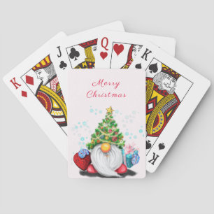 Jeu De Cartes Gnome mignonne avec arbre de Noël Casquette et cad