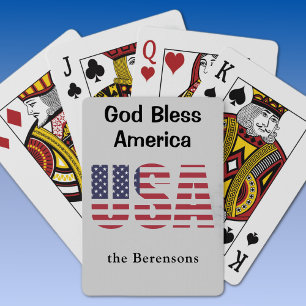 Jeu De Cartes God Bless America USA Custom Deck of Playing Cards