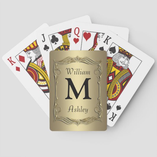 Jeu De Cartes Gold Customized Monogrammed Playing Cards (dos)