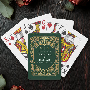 Jeu De Cartes Gold et Green Royal Sword Bouclier de mariage Fave