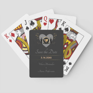 Jeu De Cartes Gold Heart Homme Mariage LGBTQ Enregistrer la date