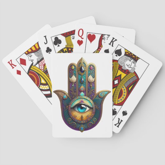 Jeu De Cartes Gold Violet Teal Hamsa w/ Turquoise Third Eye (dos)