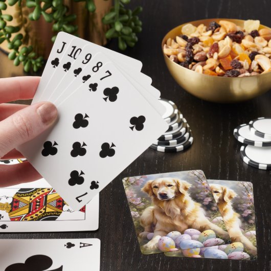 Jeu De Cartes Golden Retriever avec oeufs de Pâques (In Situ)
