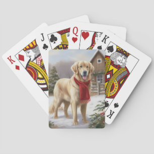 Jeu De Cartes Golden Retriever Dog in Snow Christmas