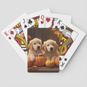 Jeu De Cartes Golden Retriever Puppy Automne Citrouille de plais