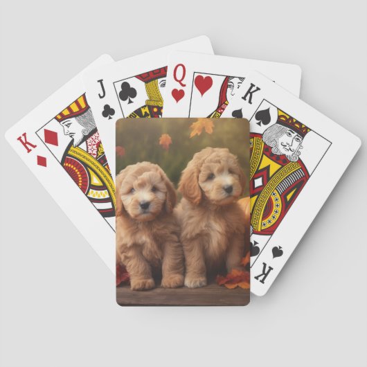 Jeu De Cartes Goldendoodle Chiot Automne Citrouille délice (dos)